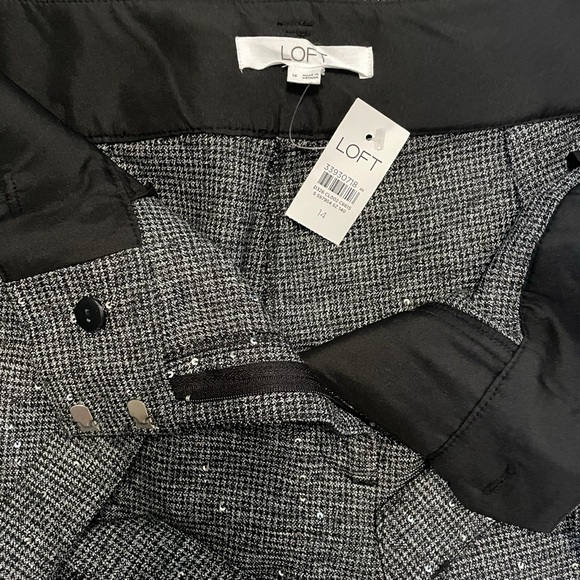 Loft NWT Tie Waist Taper Pants in Sequin Houndstooth size 14 - Picture 6 of 11